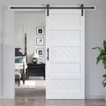 White Barn Door with Sliding Door Hardware Kit, Solid MDF Wood Slab with PVC Surface, 5-Panel M4769
