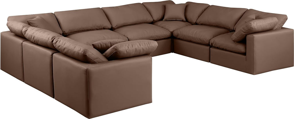 Brown Vegan Leather Sectional X557
