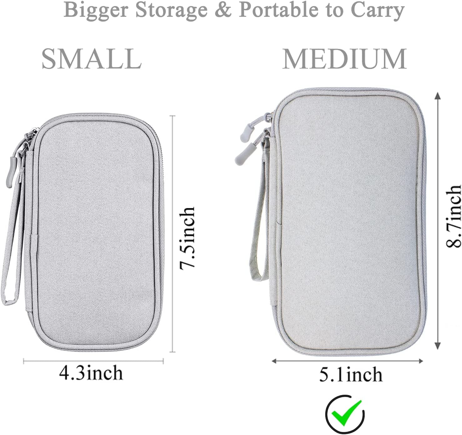 Medium Cable Charger Organizer Bag Light Grey B781690
