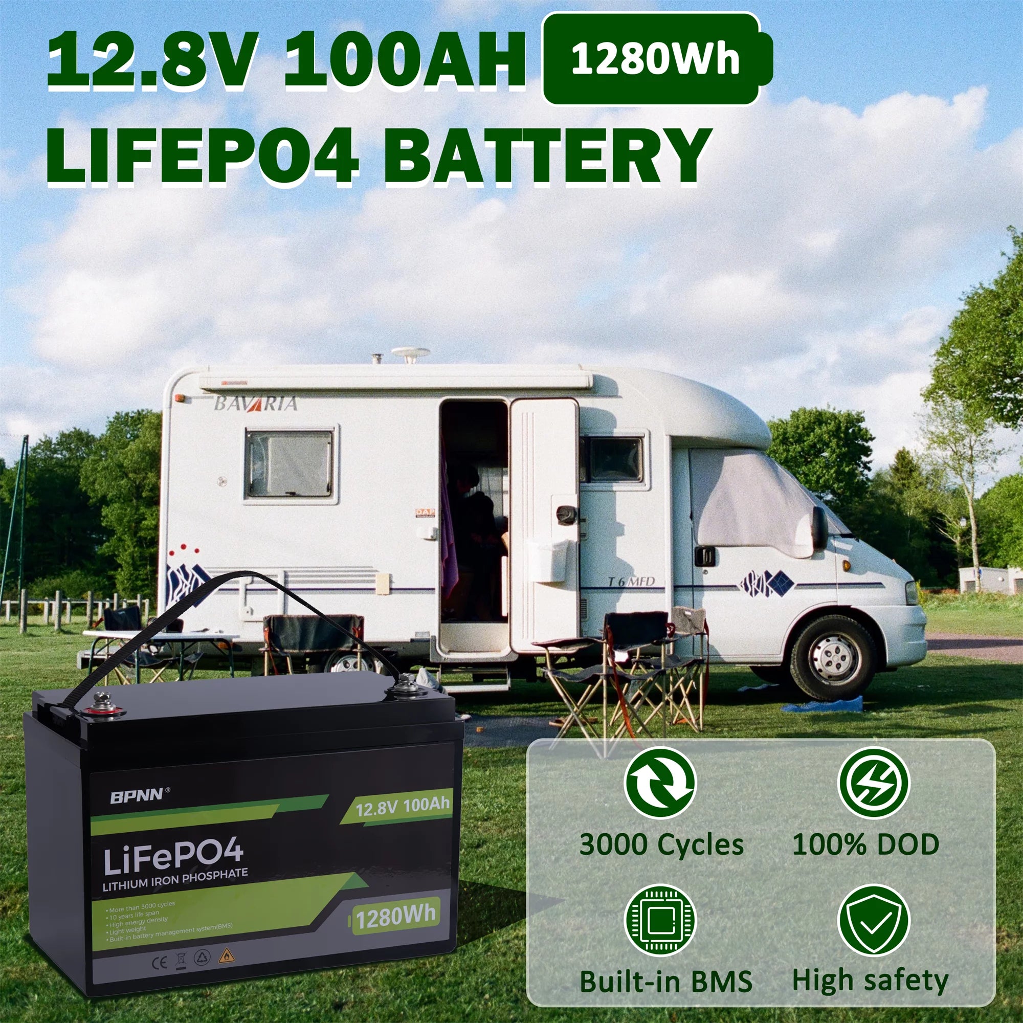 12V 100AH LiFePo4 Lithium Iron Battery A86147