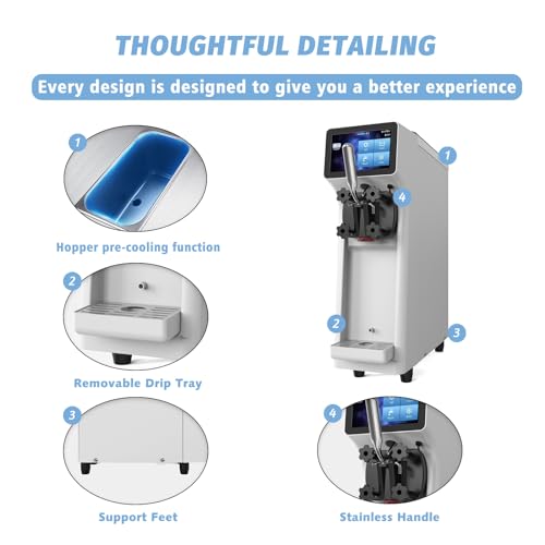 1000W Single Flavor Soft Serve Ice Cream Machine 2.7 to 4 Gal/H 110V K35741