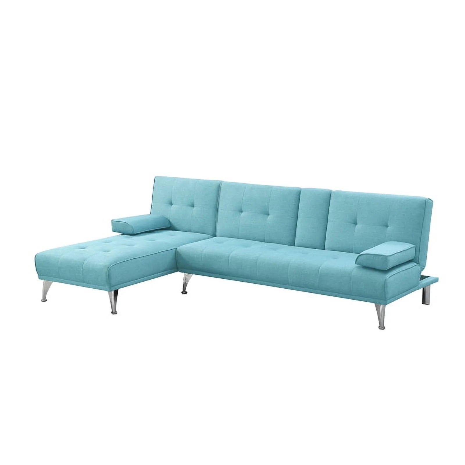 Sky Blue Fabric Upholstery Convertible Sofa Q5821
