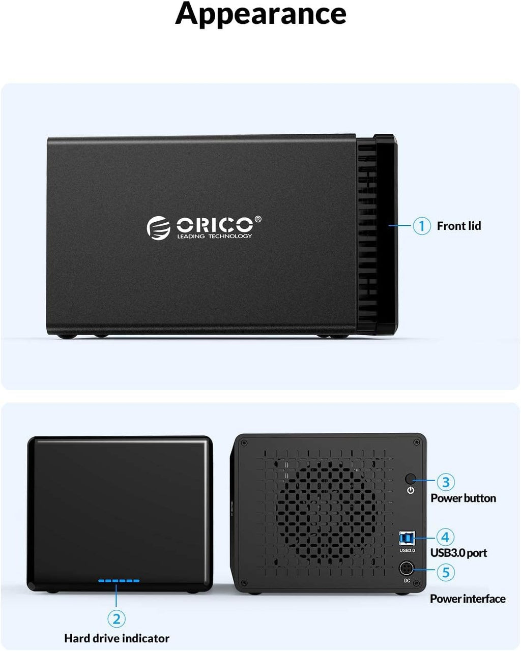 4 Bay HDD Raid Enclosure USB External Hard Drive Enclosure Aluminum SATA III Disk Storage Case B66535
