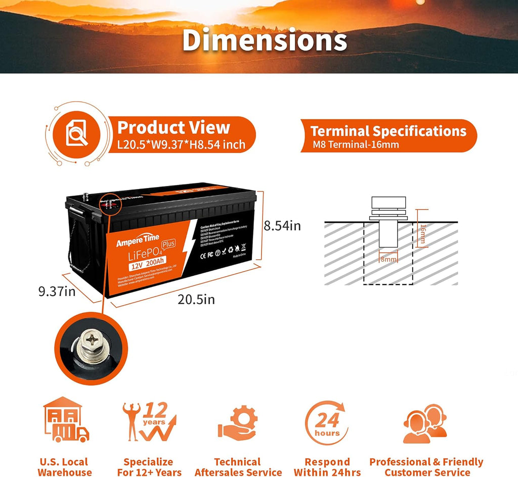 12V 200Ah Lithium LiFePO4 Battery with 200A BMS P445337