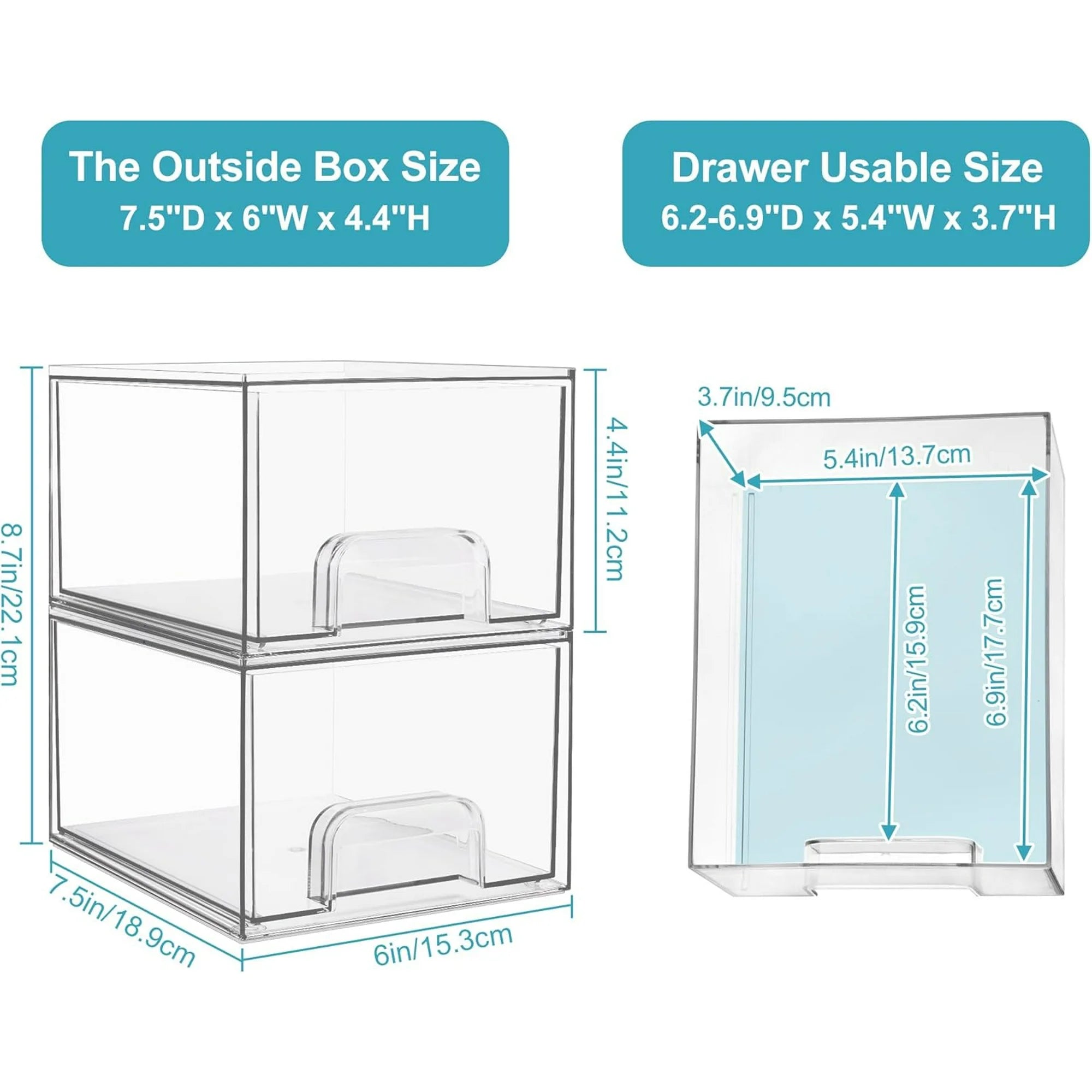 4 Pack Stackable Acrylic Storage Drawers A777408