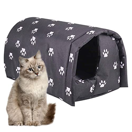 Waterproof Outdoor Cat House Black J94749