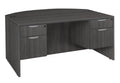 Ash Grey Bow Front Office Desk with Double Pedestal Drawer Unit B519392