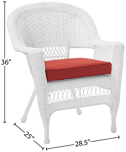 Wicker Chair with Red Cushion, Set of 2 D481210
