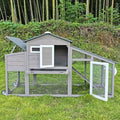 Grey Wooden Chicken Coop and Run with Nesting Box and Pull Out Tray Q98614