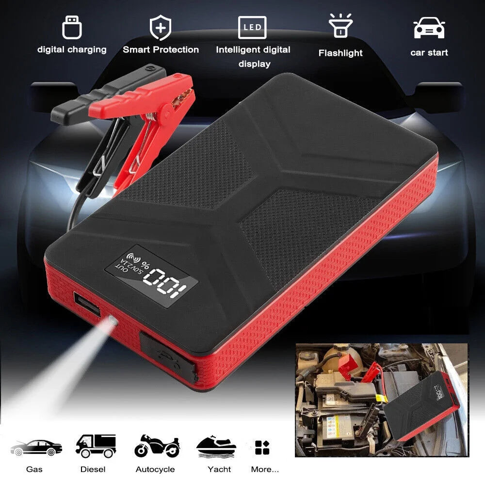20000mAh Portable Car Battery Jump Starter with LED Light Black G105636