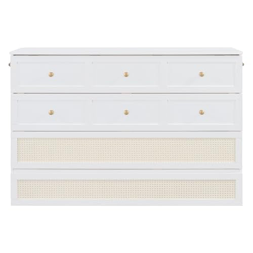 Queen Size Solid Pine Murphy Bed with Storage Drawer Q583115