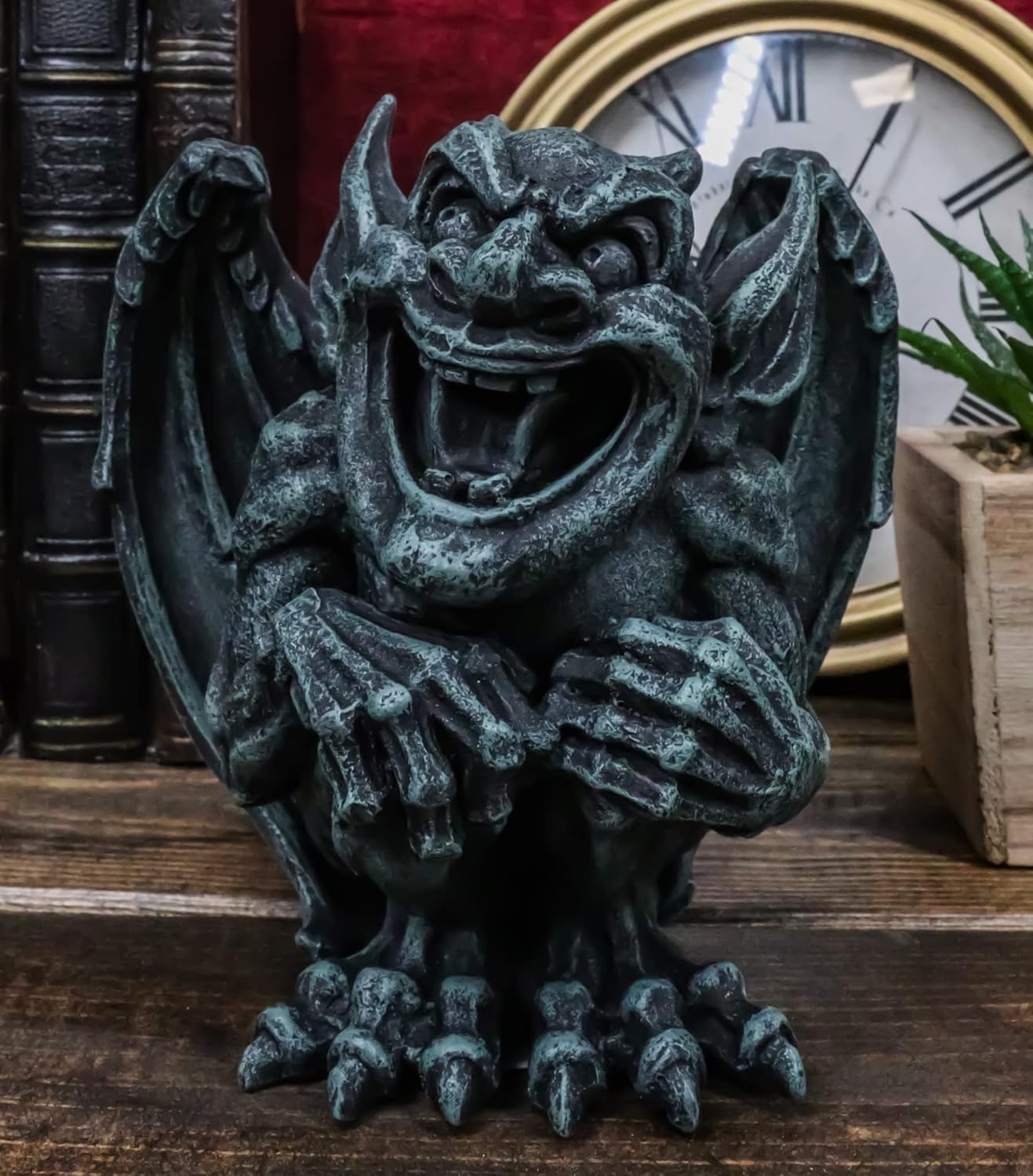 Gothic Winged Guardian Gargoyle Figurine Faux Stone Resin Sculpture J67775