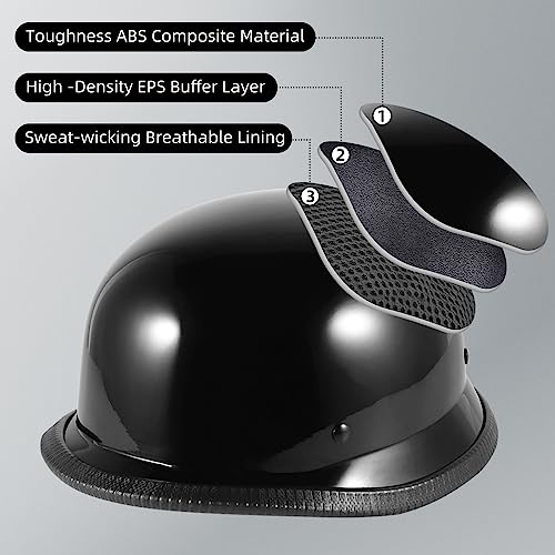 Motorcycle Half Helmet with Face Shield, DOT Approved Retro Half Shell Helmet K147