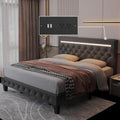 Full Size LED Leather Bed Frame with Headboard T6336