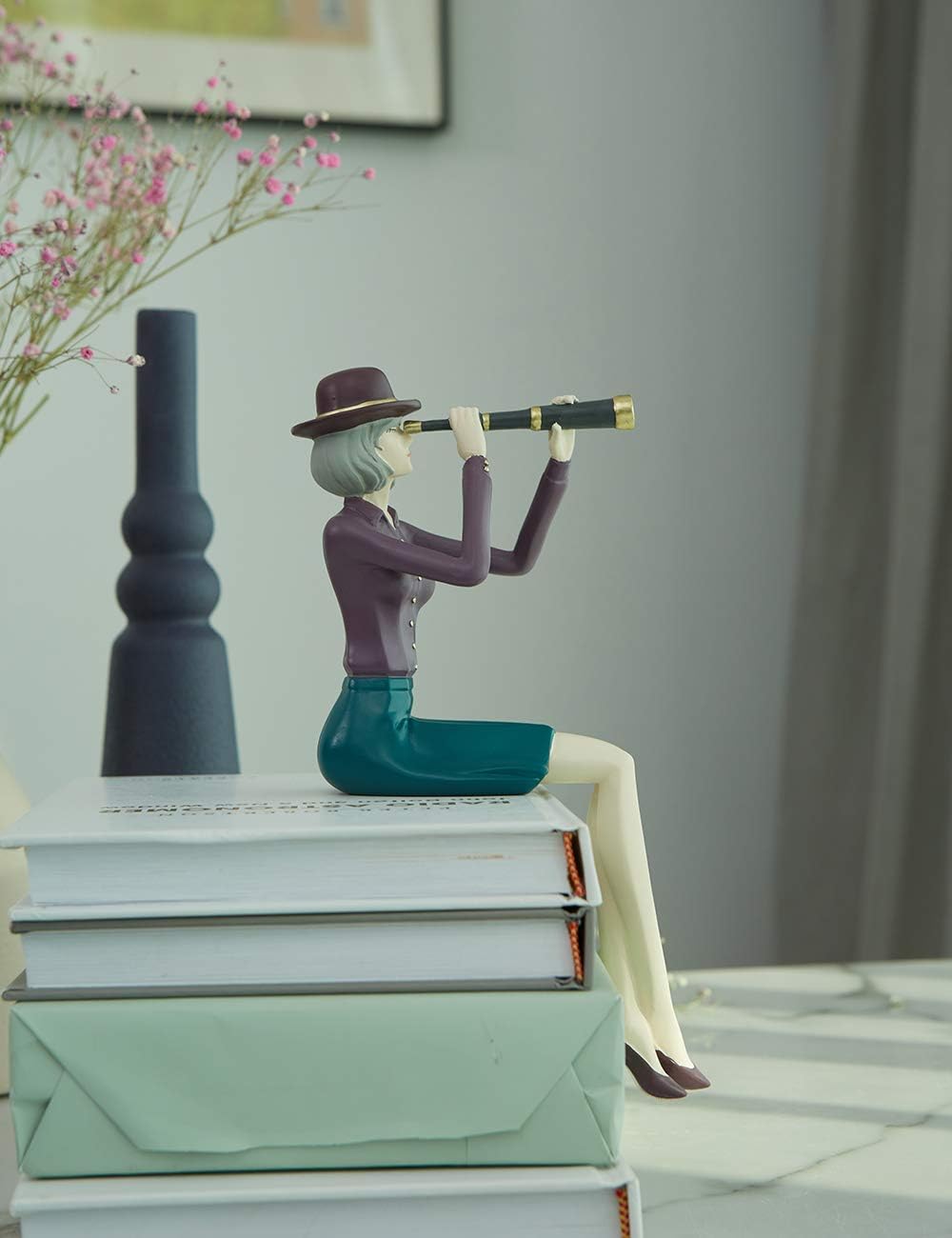 Modern Home Decor Sculpture Woman Figurine Statue Table Centerpiece Crafts Polyresin Arts Multi Color 8.7inch K9603