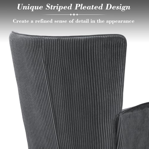 Blue Velvet Accent Chair with Solid Wood Legs H992979