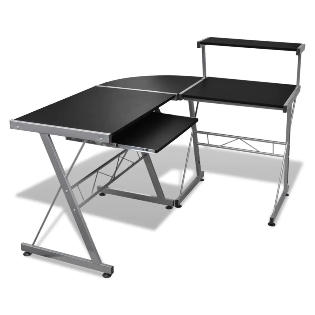 Black Computer Desk With Pull Out Keyboard Tray Y914225