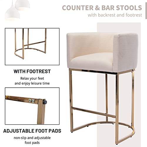 Cream Linen Bar Stools Set of 3 O273