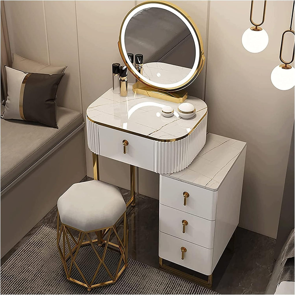 Slate Tabletop Vanity Desk with Lighted Mirror O885529