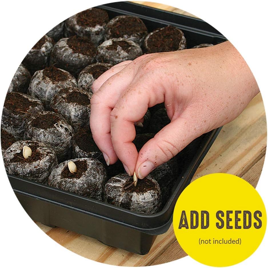 42mm Seed Starting Greenhouse Kit with 25 Biodegradable Expanding Peat Pellets Y4869