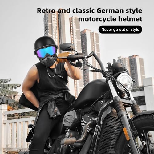 Motorcycle Half Helmet with Face Shield, DOT Approved Retro Half Shell Helmet K147