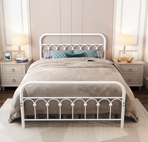 Queen Size Metal Bed Frame with Headboard and Footboard T51693
