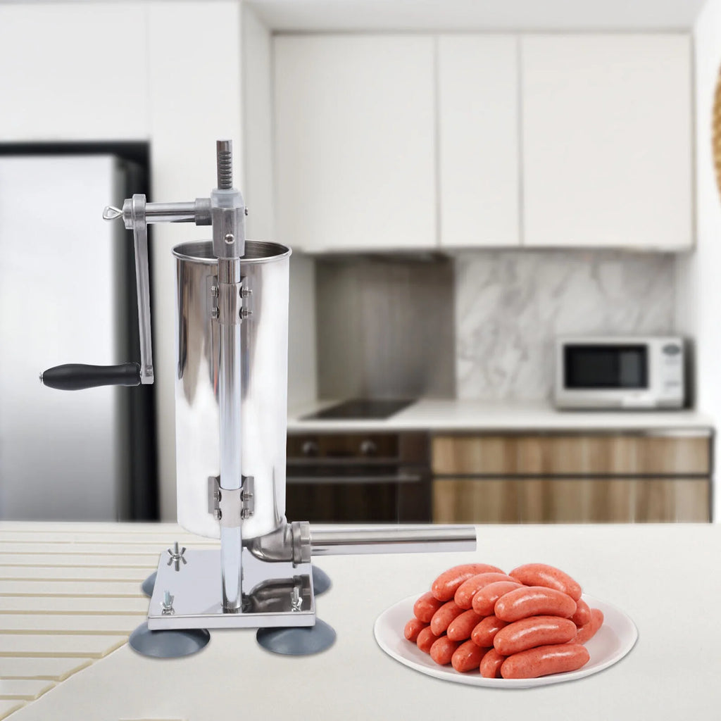 3L Manual Sausage Stuffer Stainless Steel Vertical Sausage Maker with 8 Tubes S34671