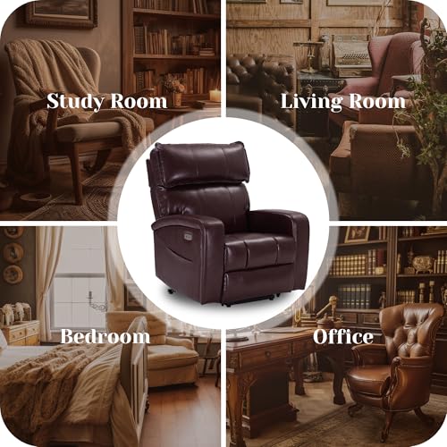 Leather Power Lift Recliner Chair with Heat & Massage C9645