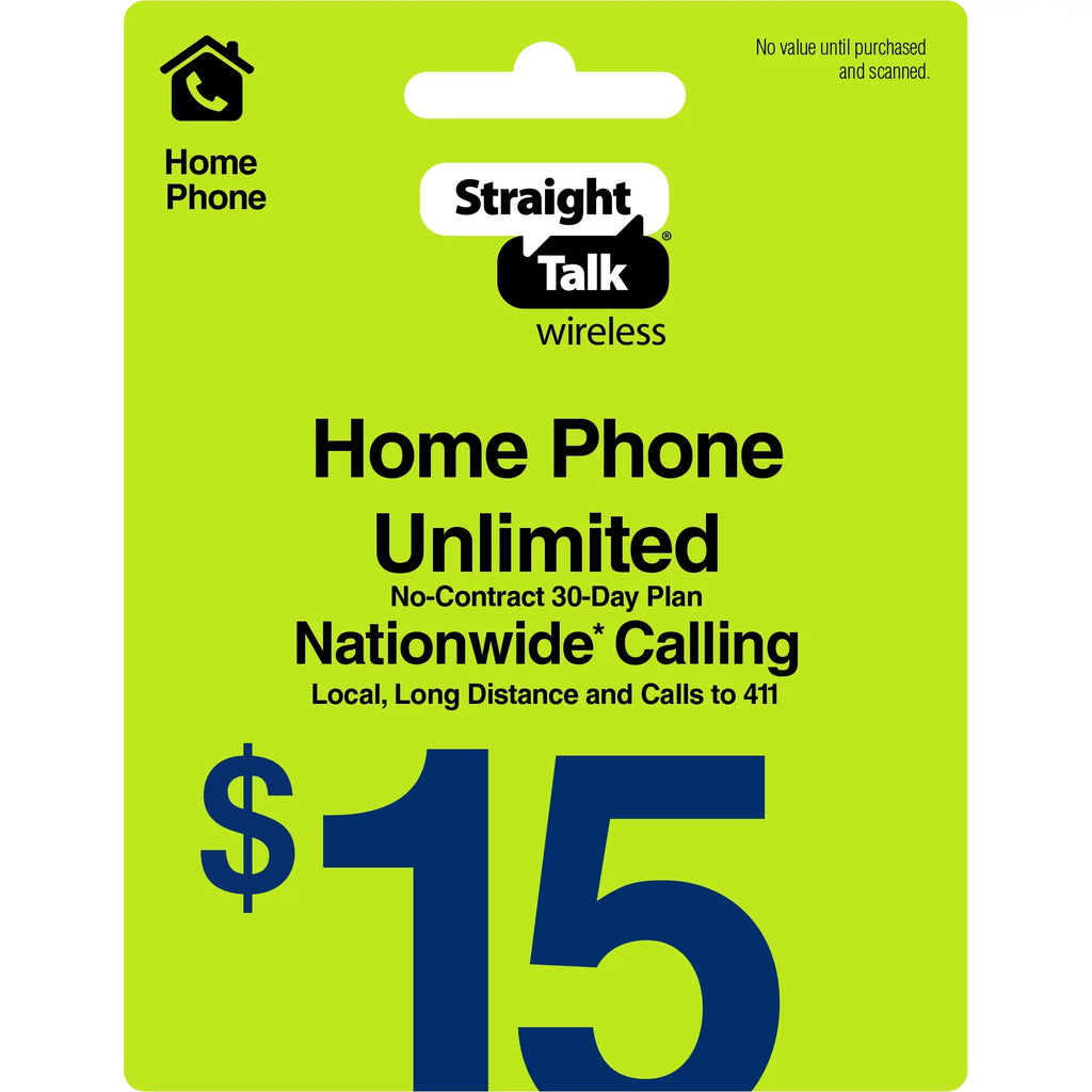 $15 Home Phone Unlimited 30-Day Plan Direct Top Up V3356