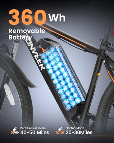 26'' Peak 500W Brushless Motor Ebike, 20MPH 40Miles 360Wh Removable Battery 7-Speed Electric Mountain Bike B71333