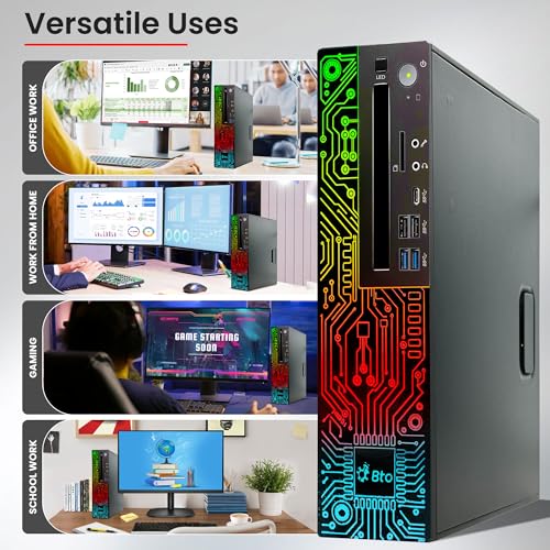 RGB Gaming Desktop PC Intel i5 8th Gen 16GB Ram 512GB SSD NVIDIA GeForce GT 1030 DDR5 24 inch Monitor WiFi Windows 11 Pro Renewed V8067