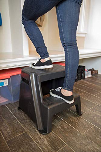 Black 2-Step Molded Plastic Step Stool E264