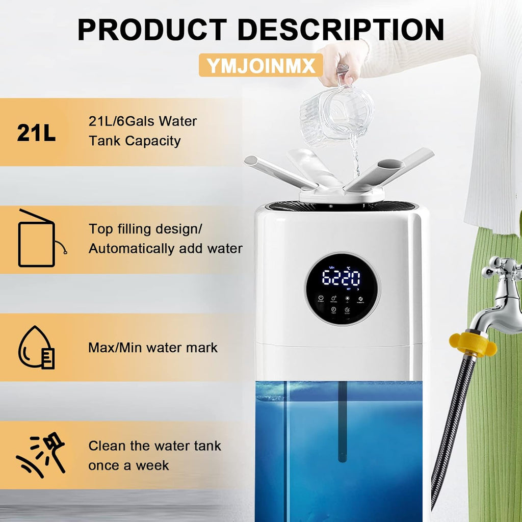6Gals Water Tank Max 2000ml/h Mist Output Faucet Filling Humidifier 110V C334