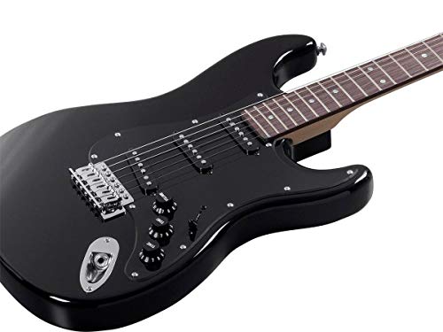 Black 6 Strings Double-Cutaway Solid Body Electric Guitar with Gig Bag H78766