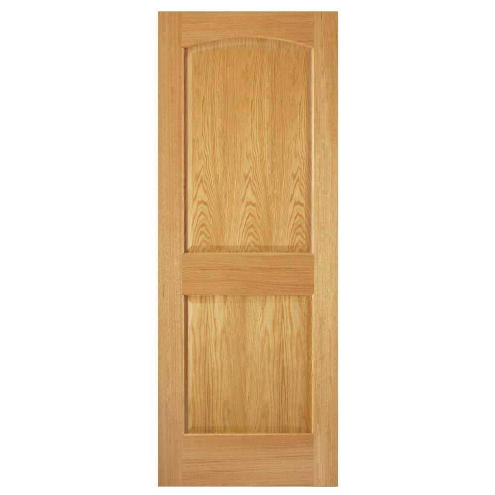 36 in. x 80 in. 2-Panel Arch Solid Core Oak Interior Door Slab A734