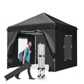 10x10 Pop Up Canopy Tent with 4 Removable Sidewalls and Windows, Black Y7644