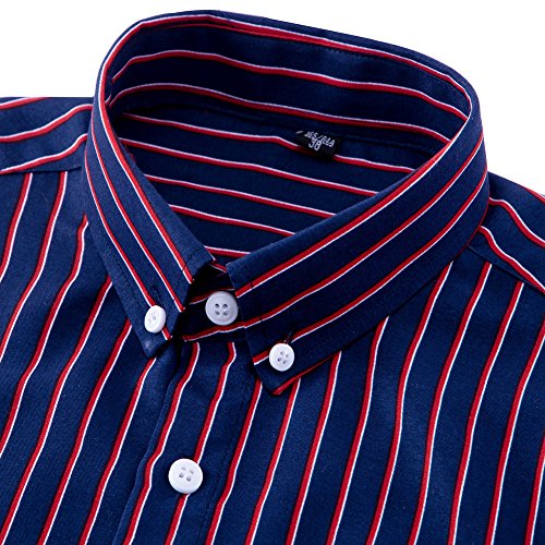 Men's Long Sleeve Vertical Striped Button Down Dress Shirt K7367