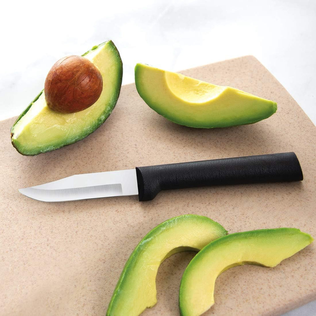 3 Pc Stainless Steel Paring Knife Set, 2.5", 3.25", Black Handle R2008