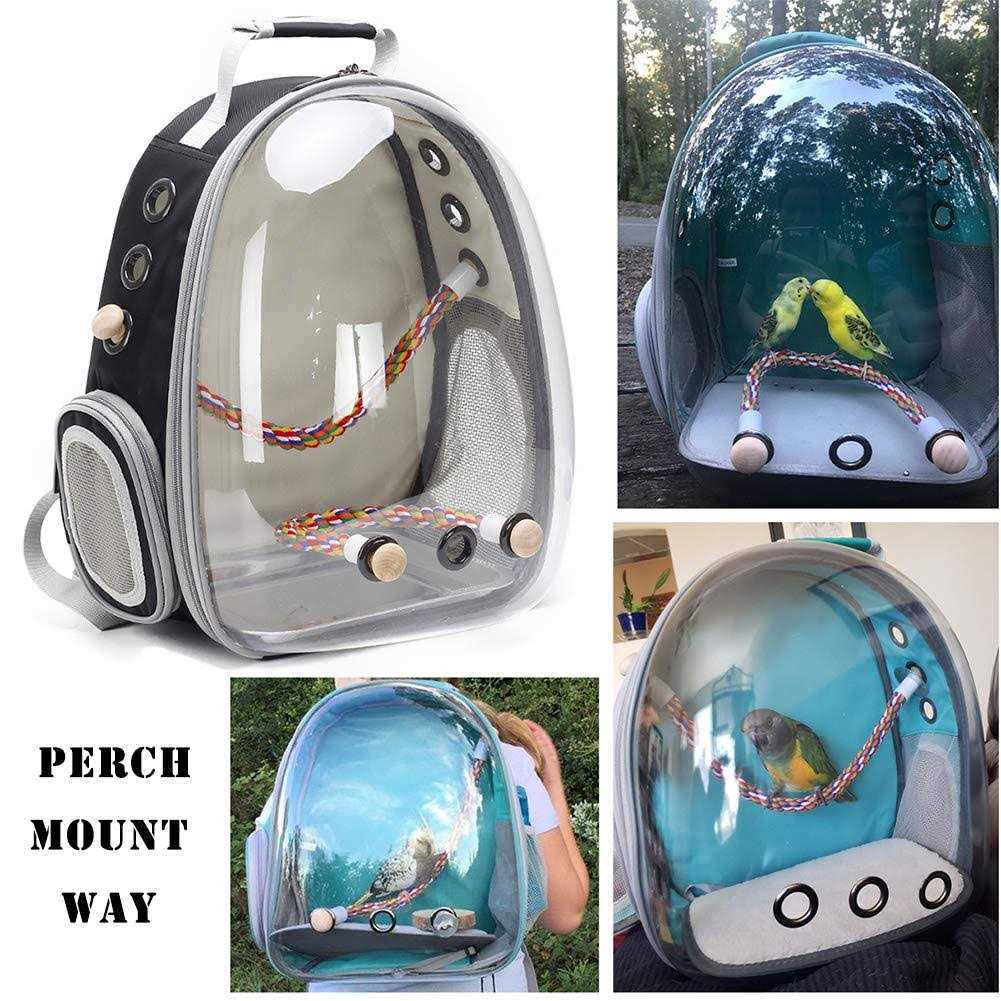 Bird Carrier Backpack with Stainless Steel Tray and Standing Perch A562