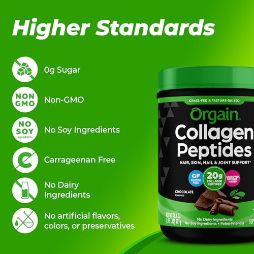 20g Grass Fed Collagen Powder, Unflavored, Non-GMO, Type I and III, 1lb K606