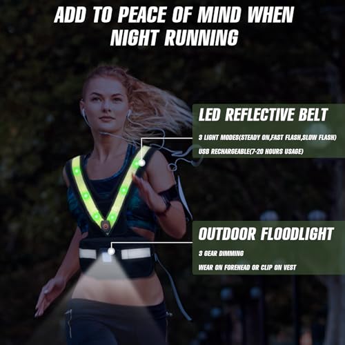 Weighted Vest with LED Reflective Belt and Outdoor Headlight, 2-10 lbs O88901