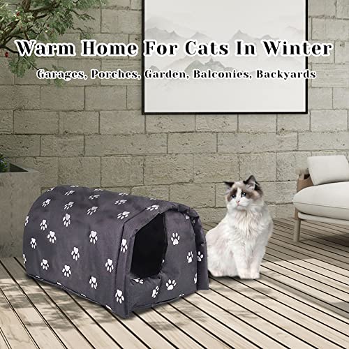 Waterproof Outdoor Cat House Black J94749