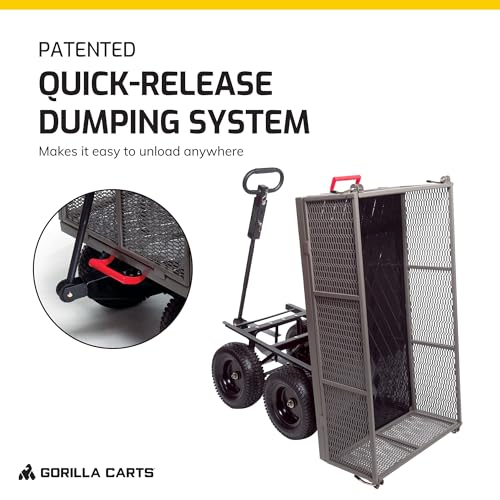 Gray Steel Utility Wagon with Removable Side Panels, 1200 lb Capacity, 39.45" x 22" Metal Mesh Bed V955