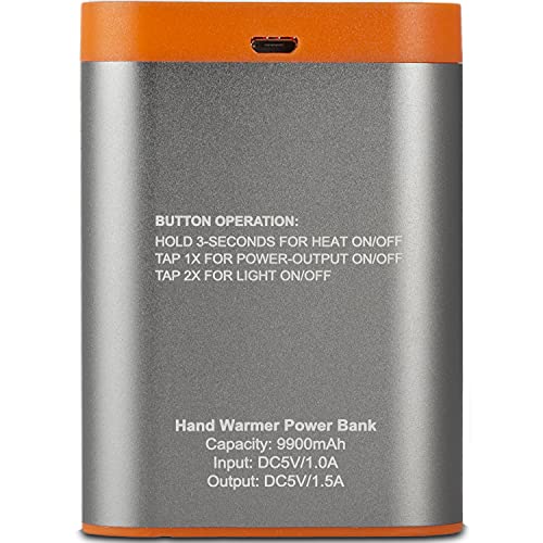 Electric Hand Warmer Power Bank with Flashlight, Rechargeable 9900-mAh Battery Pack A94059