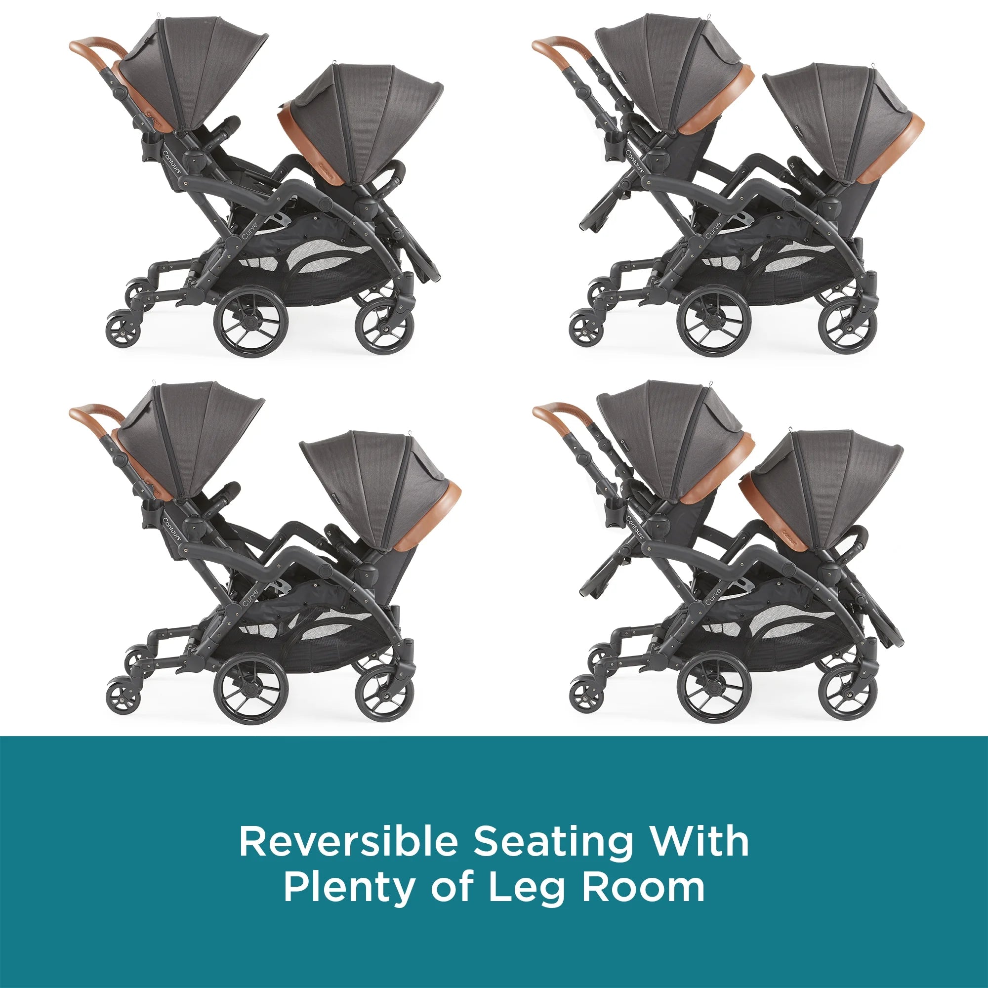 Black Herringbone Double Tandem Stroller T5605