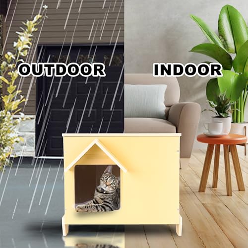Outdoor Cat Houses Wooden Stray Cat Shelter with Escape Door S6288