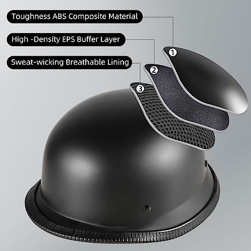 Motorcycle Half Helmet with Face Shield, DOT Approved Retro Half Shell Helmet K147