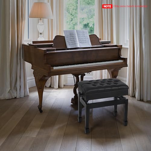 Brown Wooden Piano Bench with Storage and PU Leather Cushion F137983