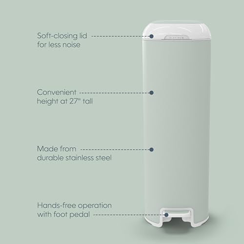 Diaper Pail Stone Grey Stainless Steel with 1 Refill 18 Bags J153