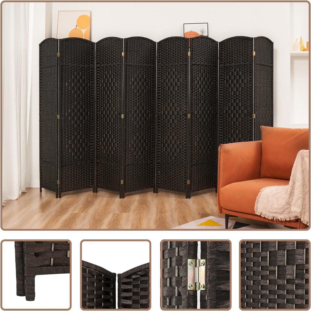 Coffee 8-Panel Tall Folding Privacy Screen I8733